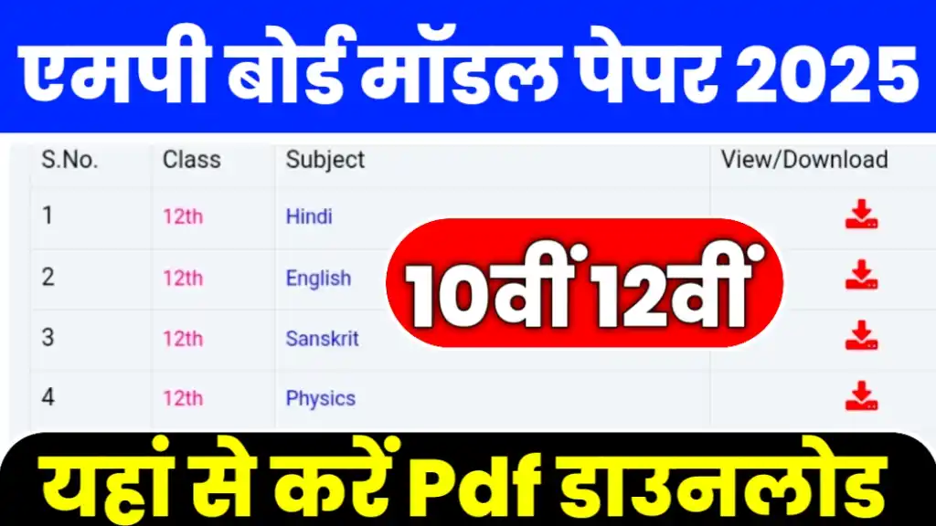 MP Board Model Paper 2025