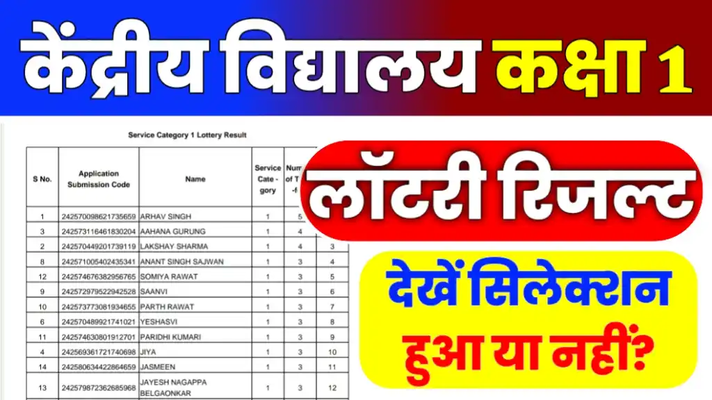 KVS Class 1 Lottery Result 2025 Date