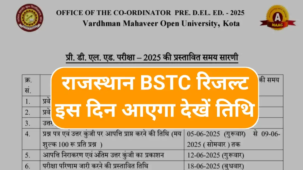 Rajasthan BSTC Result 2025 Kab Aayega